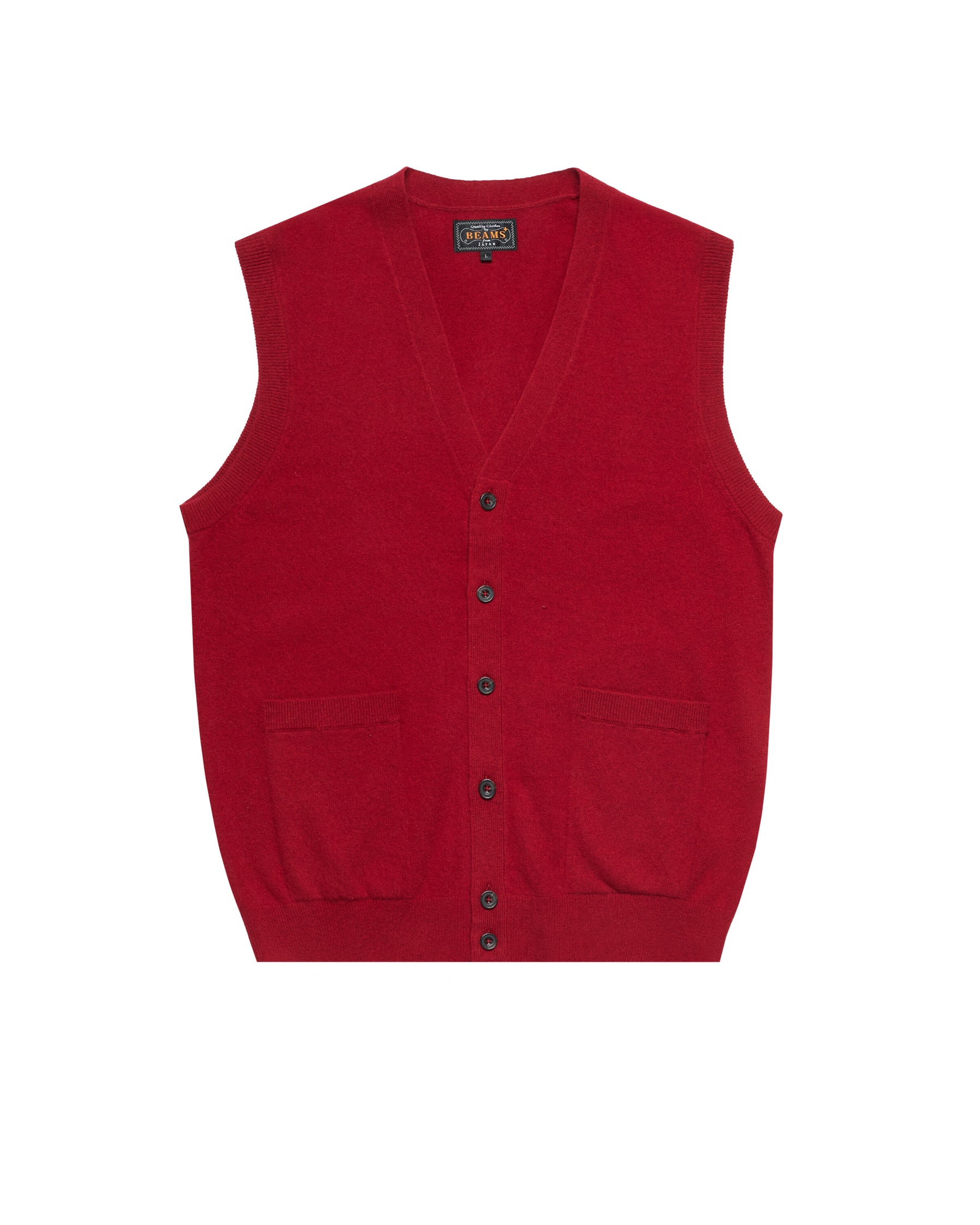 Beams+ Button Knit Vest Solid