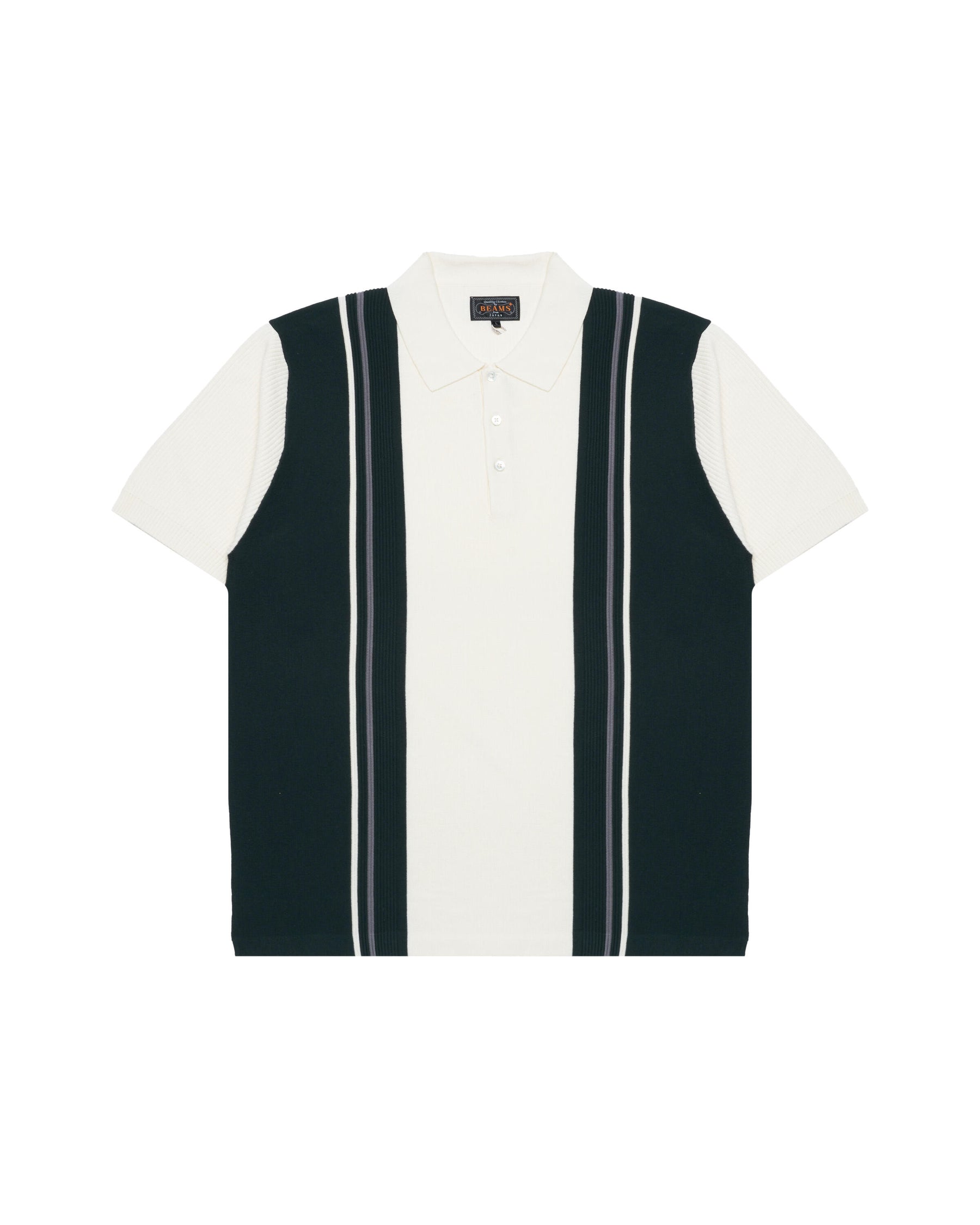 Beams+ Knit Polo Stripe