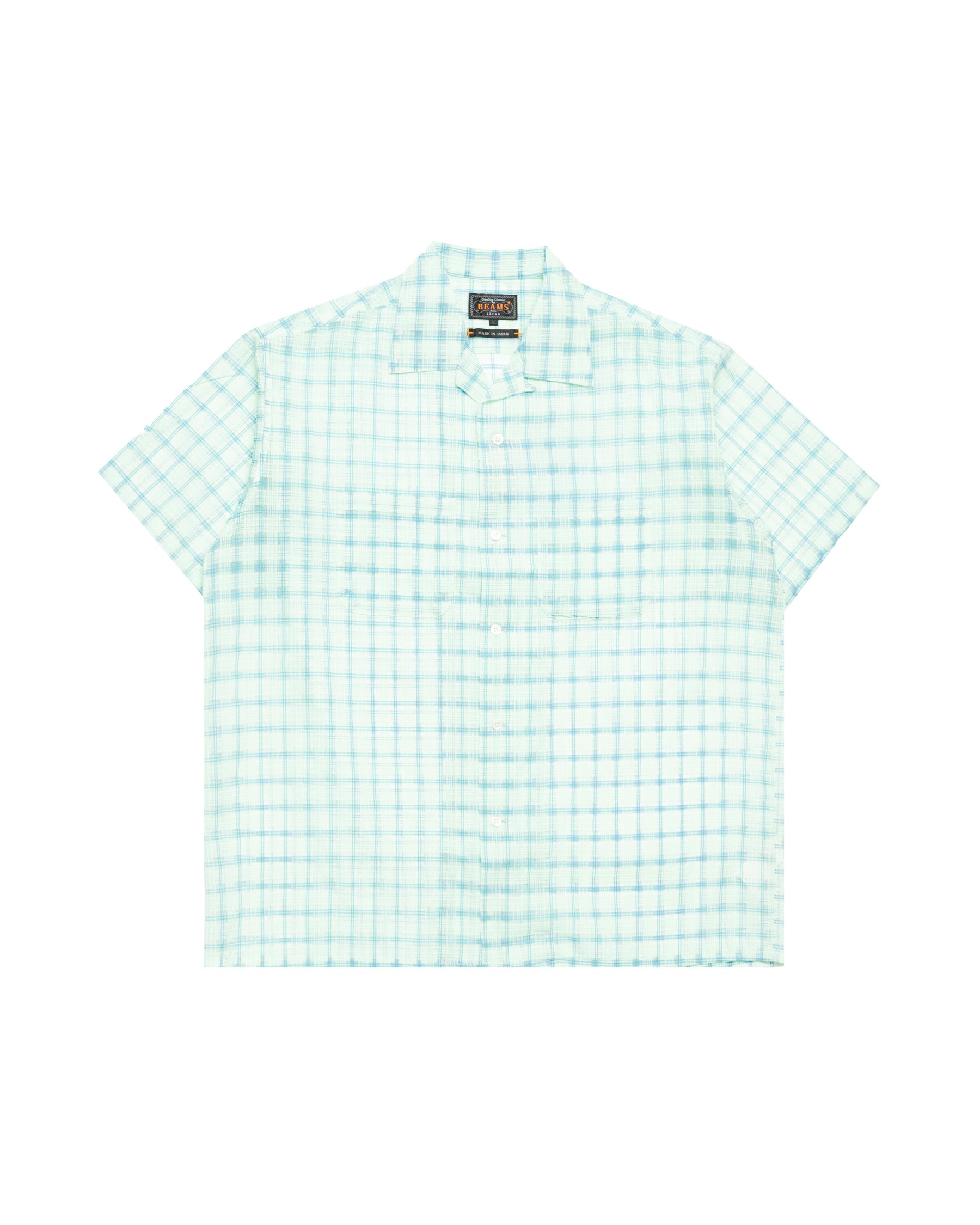 Beams+ Open Collar Nylon Airy Plaid
