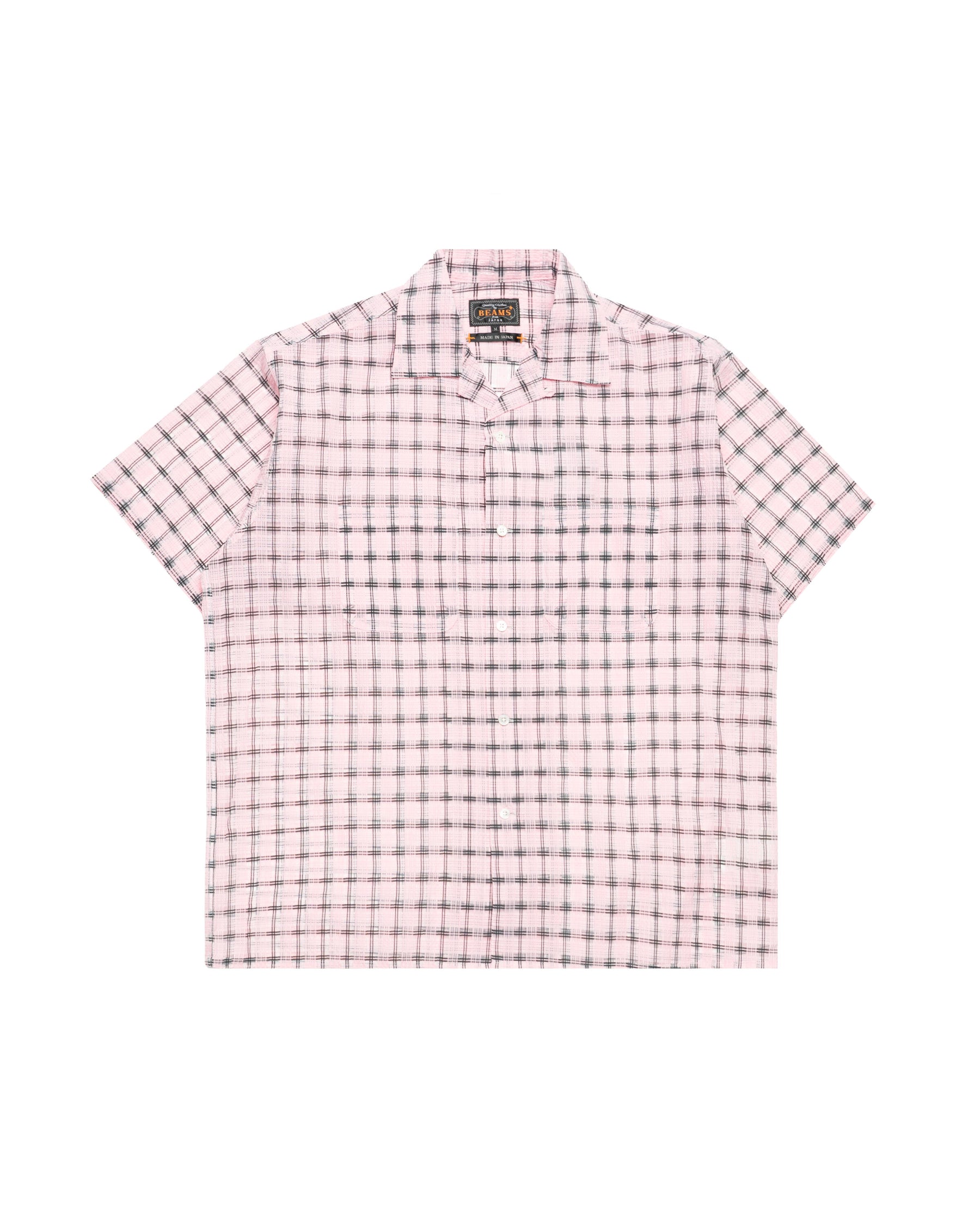 Beams+ Open Collar Nylon Airy Plaid