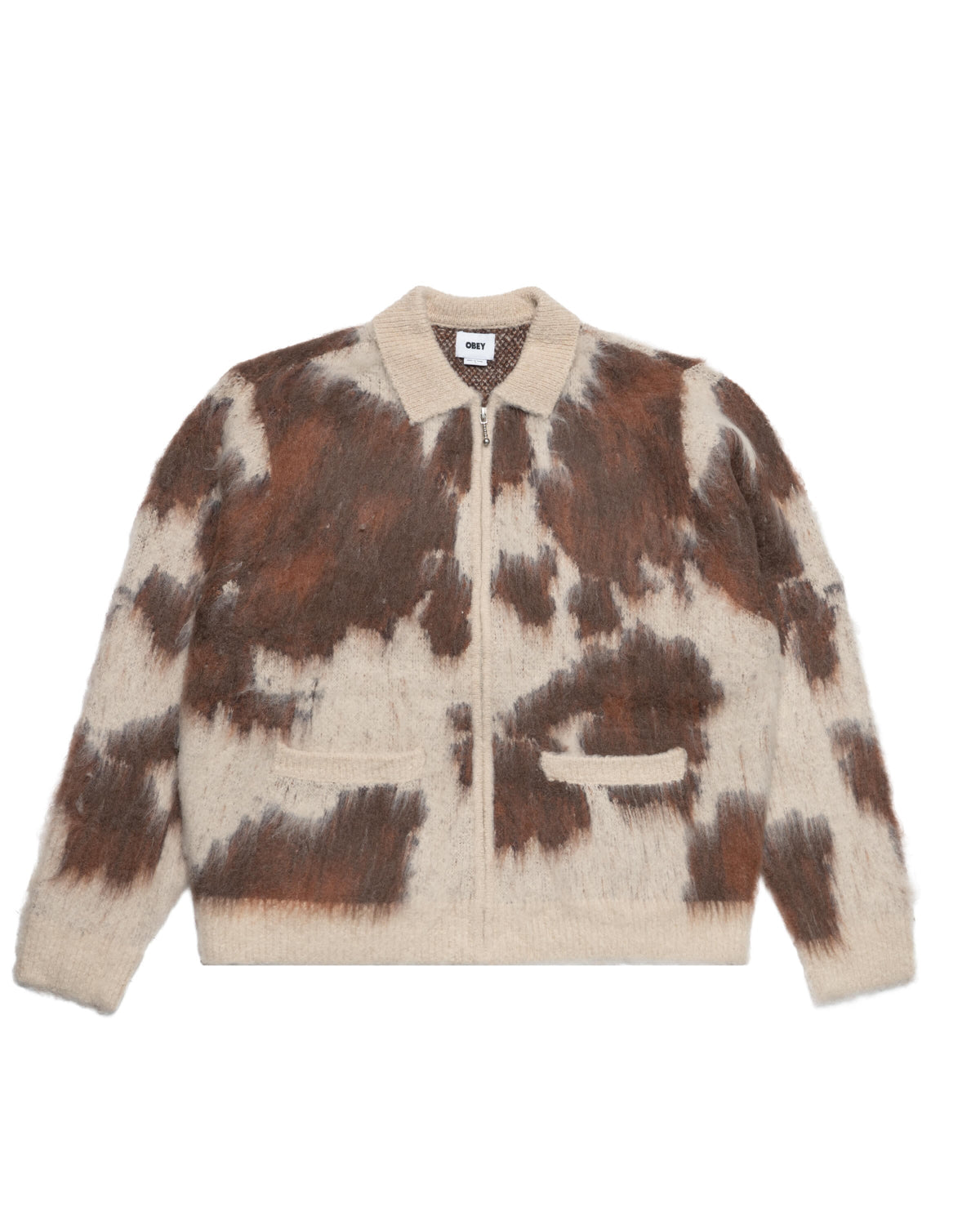 Obey COW PATTERN ZIP SWEATER