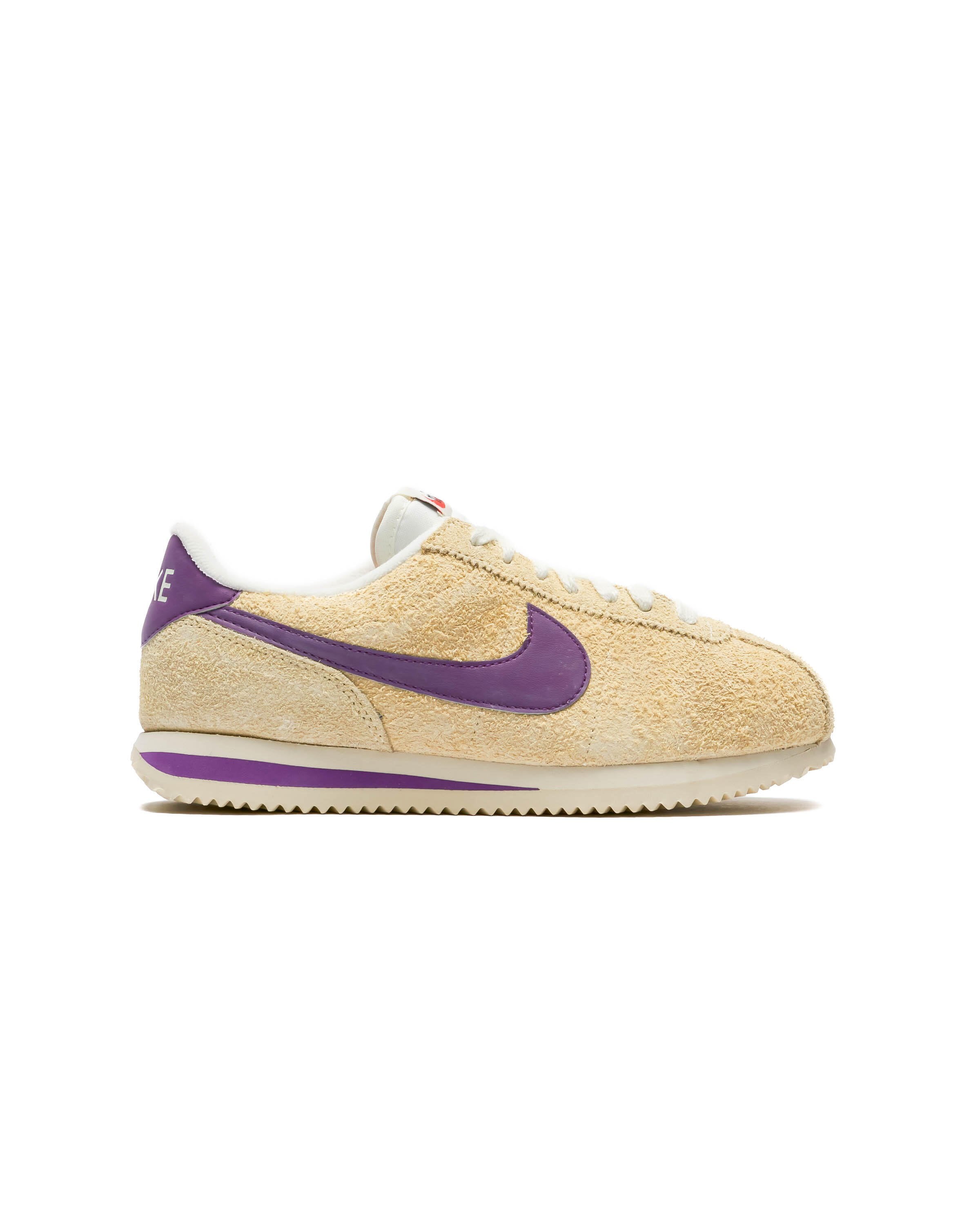 Nike taupe with gold clearance swoosh suede cortez trainers